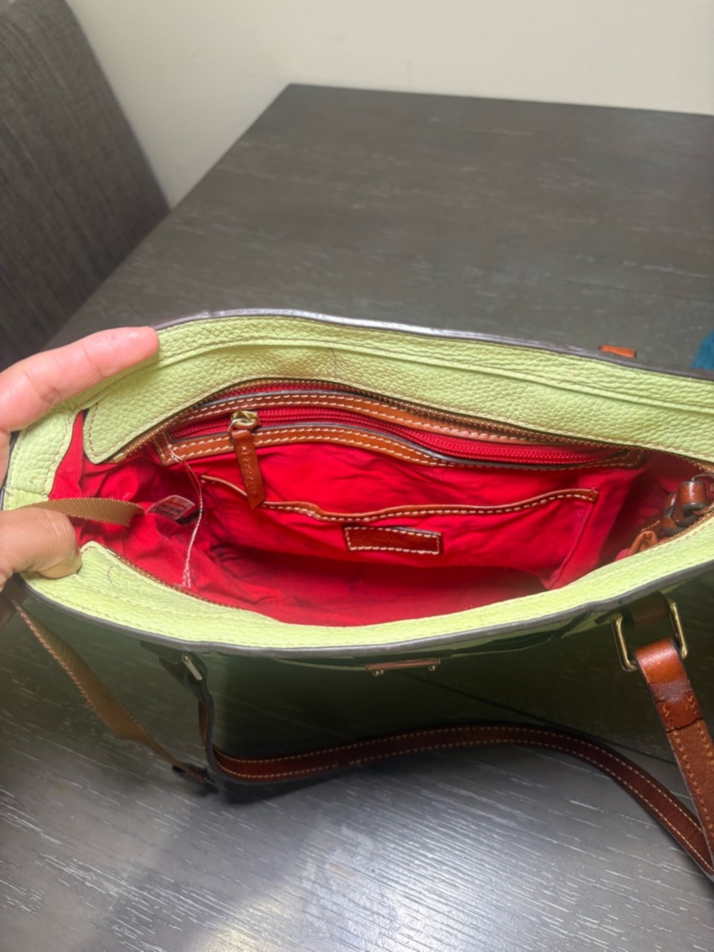 Dooney & Bourke green leather tote bag #leather #totebag - Picture 6 of 8